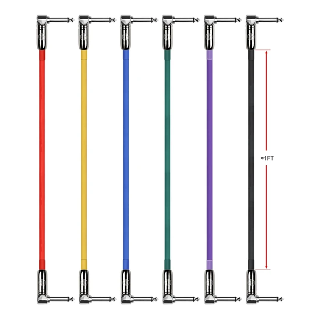 Alt view image 2 of 3 - Kirlin Cable IP6-243PN-01 - 1 Foot - Right Angle 1/4-Inch Plugs Colored Patch Cable