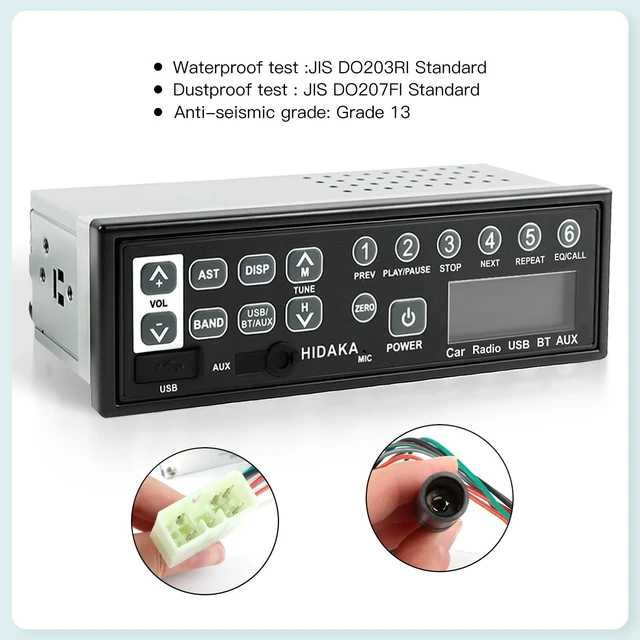 Alt view image 2 of 5 - M200 Universal Car Bluetooth Radio 12V/24V Heavy Duty Stereo with USB AUXin AM/FM OEM Replacement for Komatsu Kobelco Sumitomo Excavator Heavy Equipment Parts