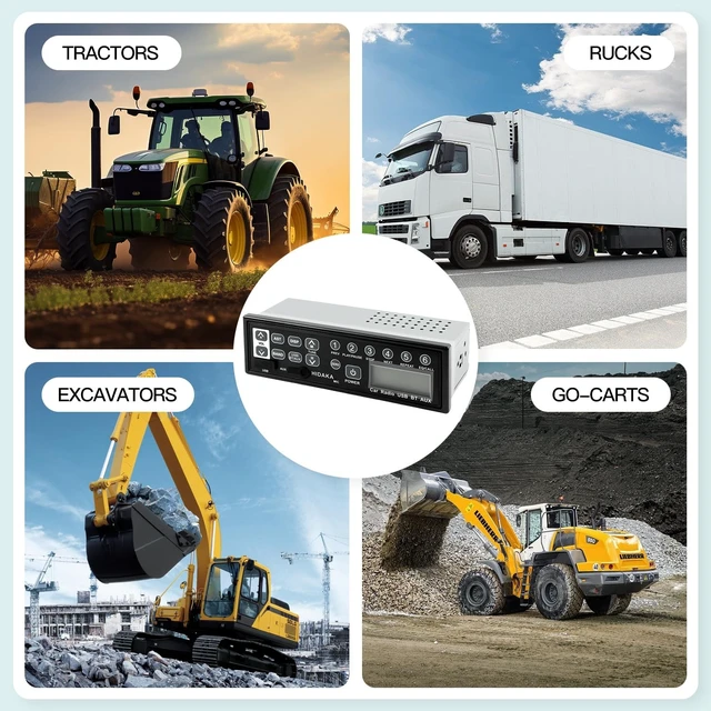 Alt view image 5 of 5 - M200 Universal Car Bluetooth Radio 12V/24V Heavy Duty Stereo with USB AUXin AM/FM OEM Replacement for Komatsu Kobelco Sumitomo Excavator Heavy Equipment Parts