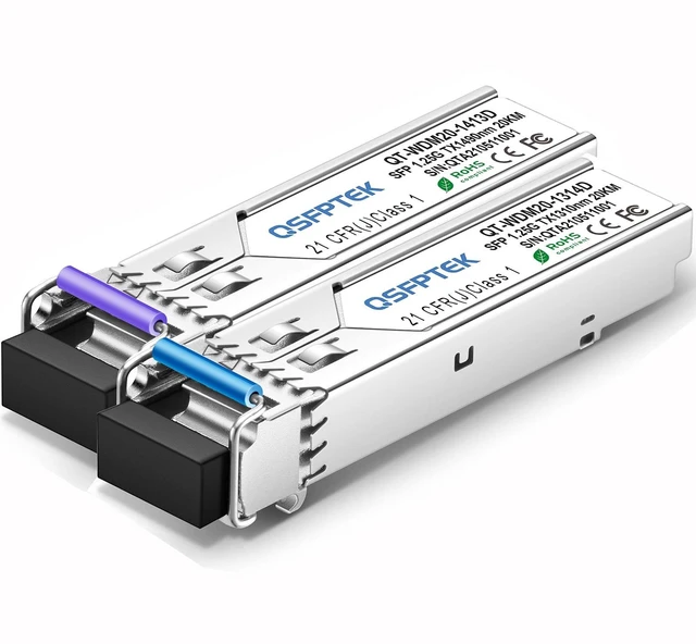 Main image of QSFPTEK 1.25g BIDI SFP 20km Tx1490 / Rx1310nm DDM LC WDM Transceiver widely Compatible Optic Fiber Transceiver Module, up to 20km -1pair