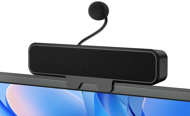 Main image of Plyee Computer Speakers with Detachable Microphone, Clip-On Monitor Design