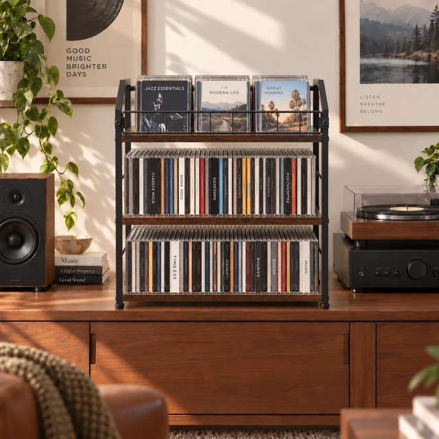 Alt view image 3 of 5 - Exood 3-Tier CD Storage Rack, Holds Up to 123 Jewel Cases, Easy to assemble