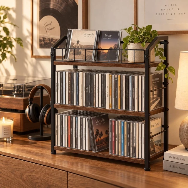 Alt view image 4 of 5 - Exood 3-Tier CD Storage Rack, Holds Up to 123 Jewel Cases, Easy to assemble