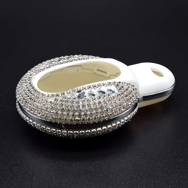 Alt view image 2 of 3 - PGONE Luxury Bling Crystal Diamond Lady Key Fob Case Cover KeyChain Compatible with MINI COOPER 3/4 Buttons Keyless Entry Remote Control Smart Key Protective Shell Bag F54 F55 F56 F57 F60 (Silver)