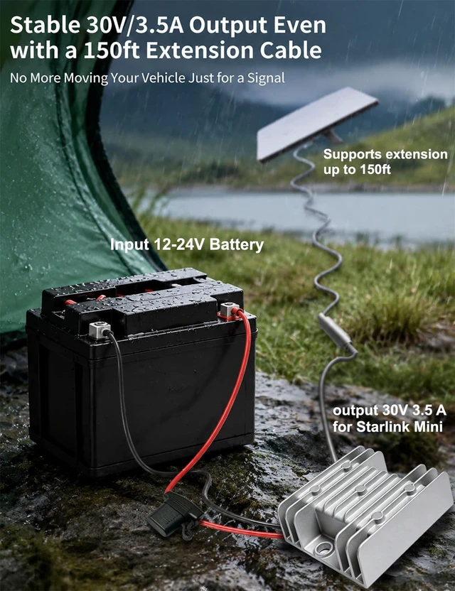 Alt view image 2 of 5 - Starlink Mini 12V Adapter, 30V 3.5A Step Up, Waterproof for RV, Marine
