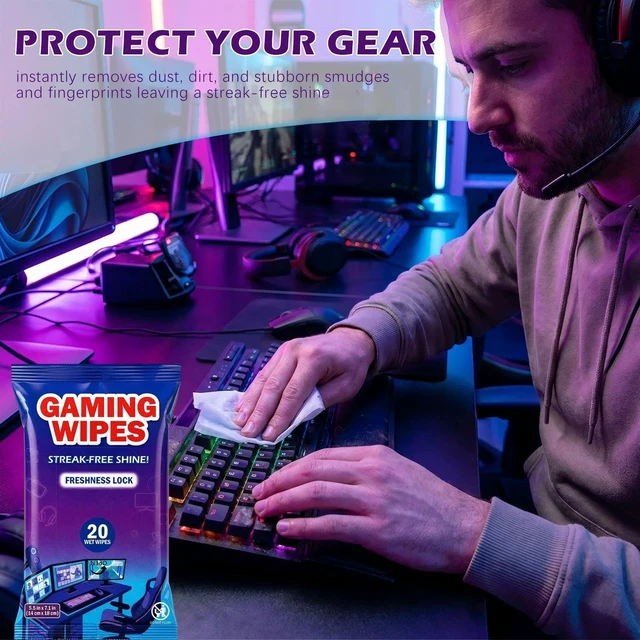 Alt view image 3 of 3 - Chicplaid 12 Pack Gaming Cleaning Wipes Bulk 240 Count Pre Moistened Gaming Gear and Electronics Wipes Fast Drying Instantly Clean for Controllers Keyboards Laptops Phones