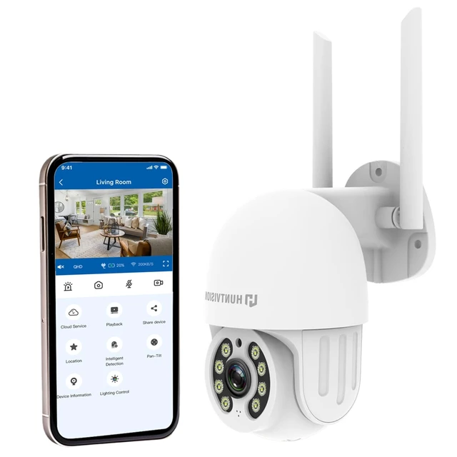 Alt view image 2 of 5 - HUNTVISION Security Camera Outdoor, E3Z 3MP PTZ 360 IP65 Weatherproof, AI Motion Tracking, Full-Color Night Vision, 2-Way Audio, TF/Cloud Storage