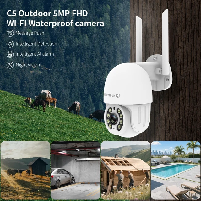 Alt view image 3 of 5 - HUNTVISION Security Camera Outdoor, E3Z 3MP PTZ 360 IP65 Weatherproof, AI Motion Tracking, Full-Color Night Vision, 2-Way Audio, TF/Cloud Storage