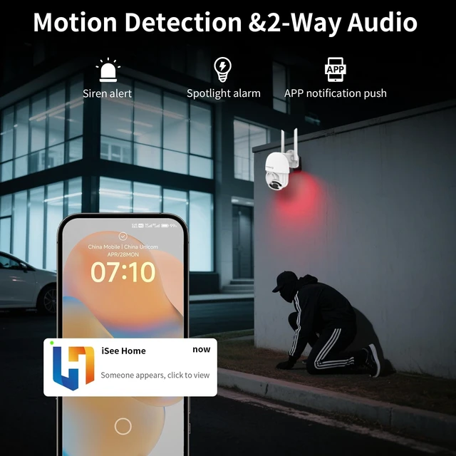 Alt view image 5 of 5 - HUNTVISION Security Camera Outdoor, E3Z 3MP PTZ 360 IP65 Weatherproof, AI Motion Tracking, Full-Color Night Vision, 2-Way Audio, TF/Cloud Storage