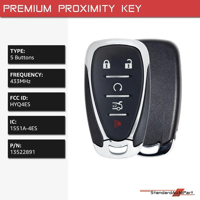 Alt view image 2 of 5 - StandardAutoPart Smart Proximity Key Fob Remote Compatible with Chevrolet Camaro Malibu 2021 2022 2023 2024 2025 HYQ4ES 13522891 (5 Button)