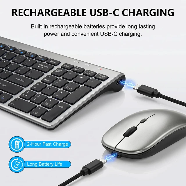 Alt view image 4 of 5 - Wireless Keyboard and Mouse Combo, Ultra Slim Switch Scissor, Silent Design