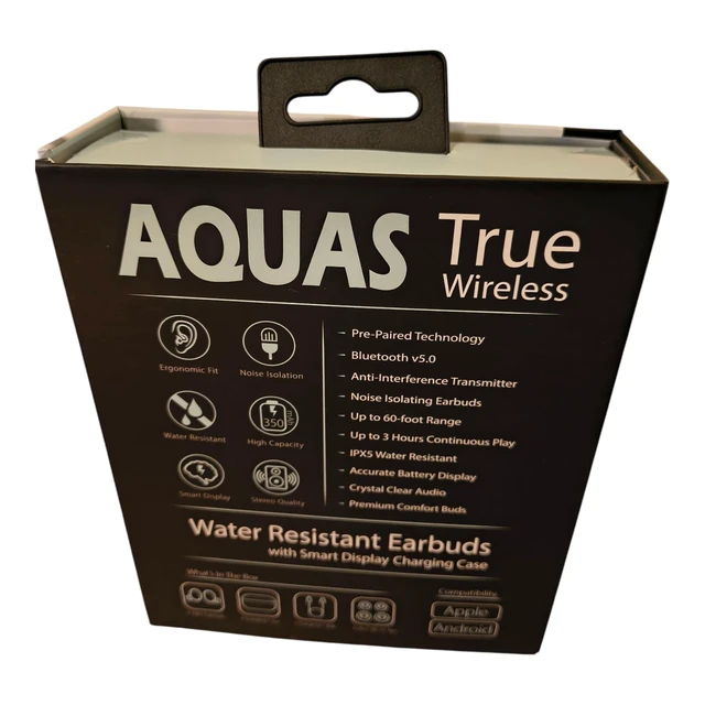 Alt view image 3 of 5 - AQUAS True Wireless Water Resistant Earbuds with Smart Display Charging CASE