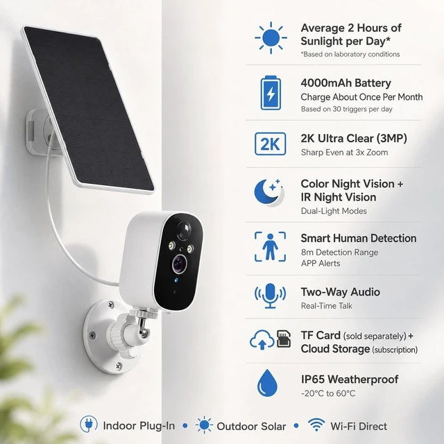 Alt view image 2 of 5 - XVIM 2K Solar Camera 2-Pack Wireless Outdoor, PIR Detection & 2-Way Audio