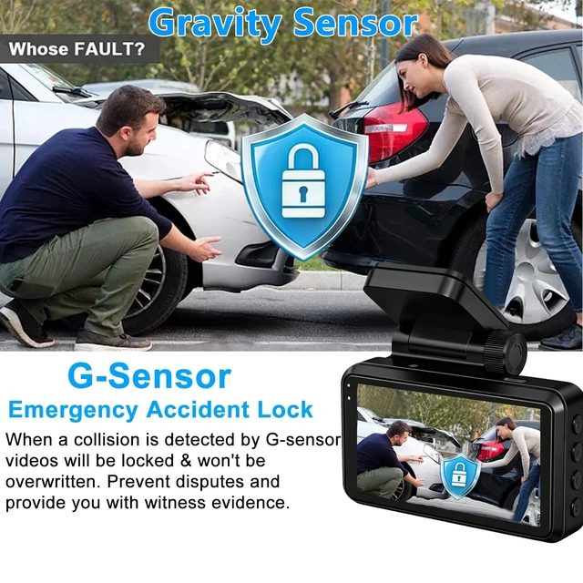 Alt view image 4 of 5 - Dual Dash Cam Front and Rear, 4K+2K Dash Camera for Cars, Front Rear Dashcam G-Sensor, 170 Wide Angle, 3" IPS Screen, 24H Parking Monitor, Loop Recording, WiFi & APP Control, with 64GB Card