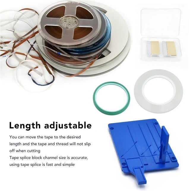 Alt view image 4 of 5 - EAJONC Tape Splicing Block Set for Reel-to-Reel Tape Repair, Blue