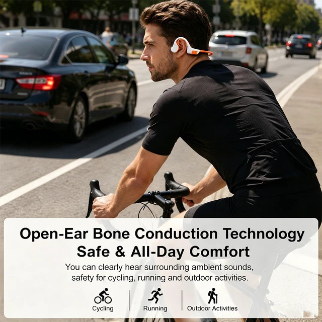 Alt view image 5 of 5 - Swimming Headphones Underwater, Bone Conduction Swimming Headphones IPX8 Waterproof Open Ear Headphones with 32GB Built-in MP3, Bluetooth 6.0 Dual Mode, Dual Device Pairing, Magnetic Charging(Beige
