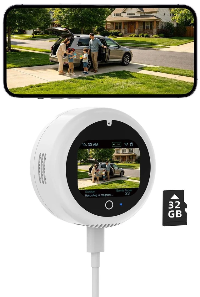 Main image of 5MP 3K Window Camera with 32GB SD Card & Smart Screen, 2.4GHz & 5GHz WiFi Indoor Cameras for Home Security, 20 Adjustable Angle Mount, Color Night Vision, Human Motion Detection, No Subscription