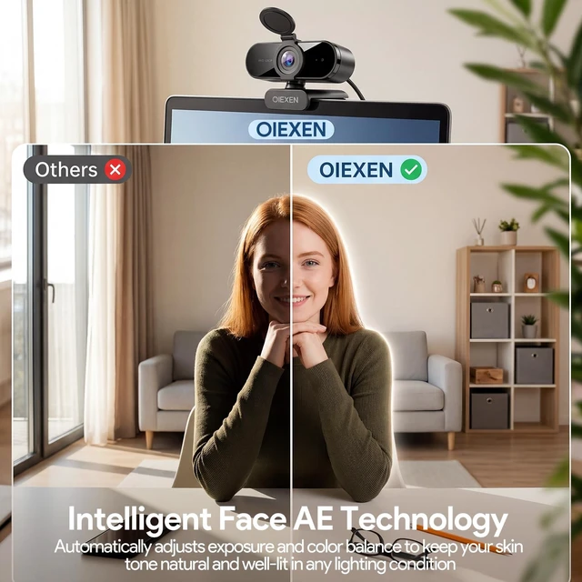 Alt view image 4 of 5 - OIEXEN 2K Webcam for PC Laptop,PDAF Auto Focus,Dual Noise-Canceling Mics
