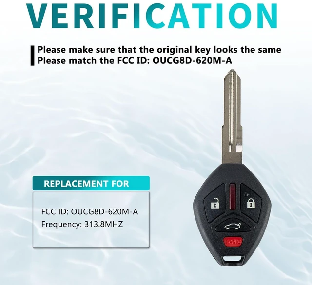 Alt view image 2 of 5 - RemoteMatch Car Key Fob Entry Remote Control Transponder Head Key Replacement Fit for 2008-2012 Mitsubishi Eclipse Galant OUCG8D-620M-A (2 Pack)