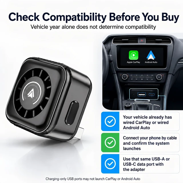 Alt view image 3 of 5 - Wireless CarPlay Adapter for Factory Wired CarPlay and Android Auto