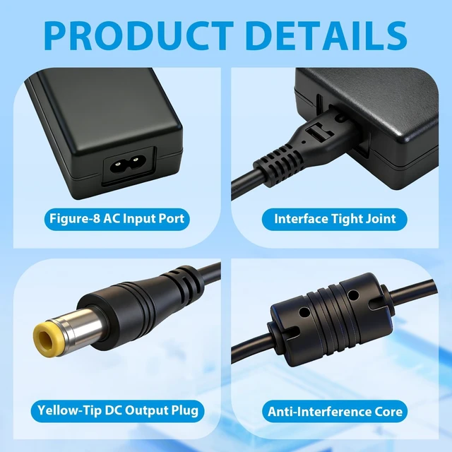 Alt view image 5 of 5 - 54V Power Adapter for Ubiquiti Network USW-Lite-8-PoE UniFi Lite 8 PoE 8-Port Gigabit Ethernet Switch NY-PW0L2-05401100 54VDC Power Supply Cord Charger