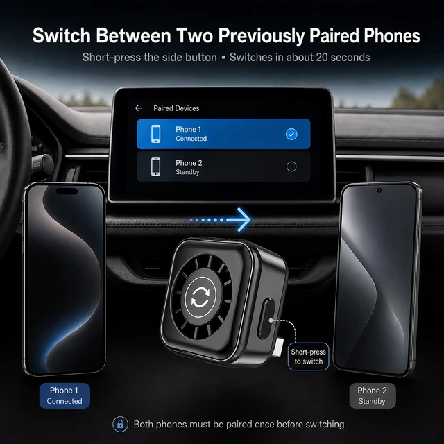 Alt view image 5 of 5 - Wireless CarPlay Adapter for Factory Wired CarPlay and Android Auto