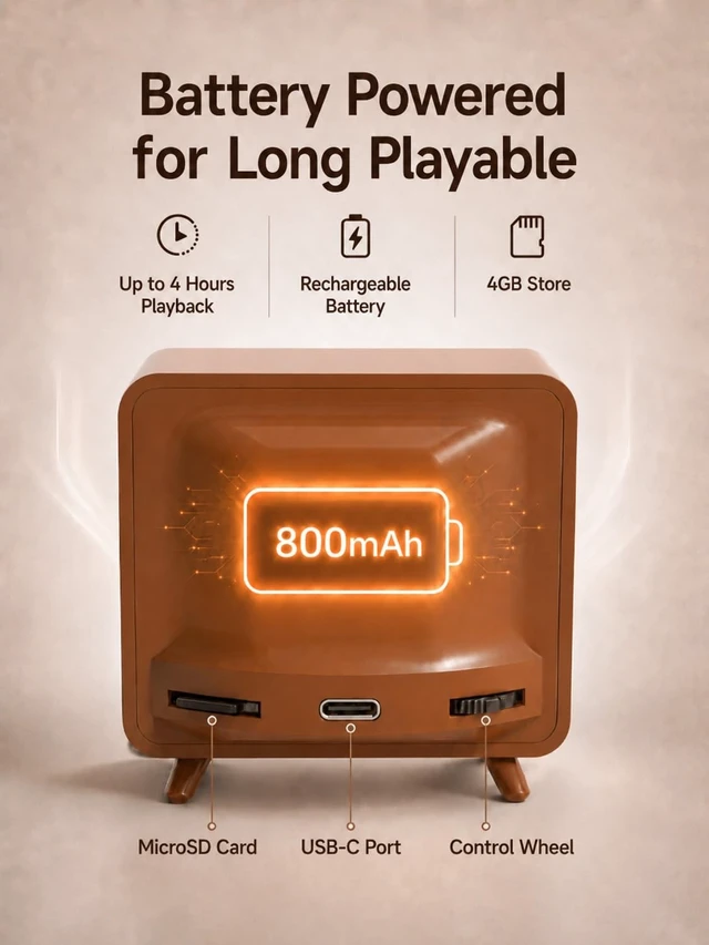 Alt view image 5 of 5 - Mini Retro Tiny TV, 2 Inch Screen HD Display Real Working TV, Portable Vintage Small Television Supports Custom Video Upload, Rechargeable Classics Miniature Television for Desk Decor Unique Gift