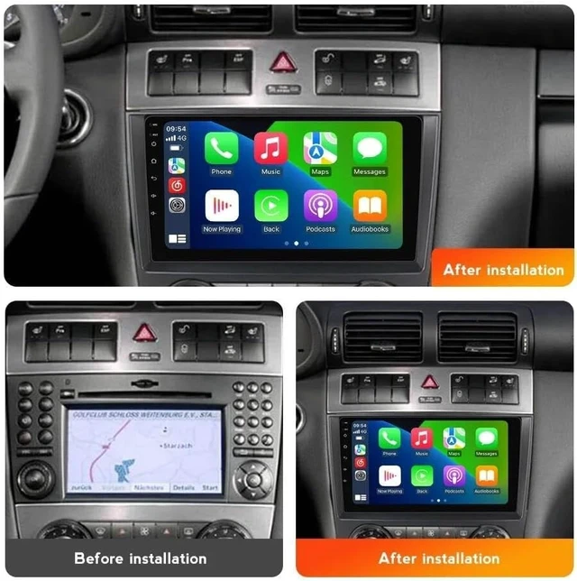 Alt view image 2 of 5 - Android 13 Car Stereo for Mercedes Benz C Class W203 2004-2007 C200 C230 C240 C320 C350 CLK Upgrade Radio with Bluetooth, 8Core 9" Car Audio Receivers with Car-Play & Android Auto (8Core 2+32GB)