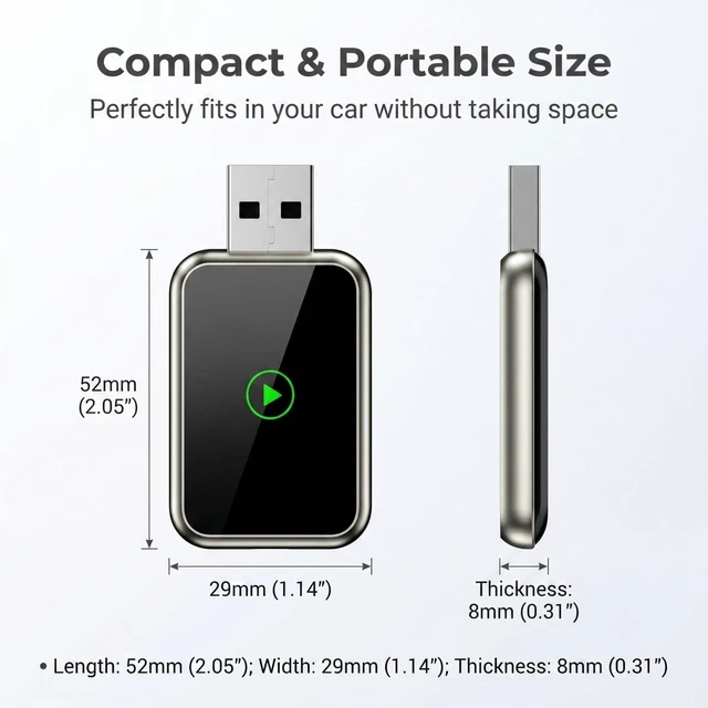 Alt view image 2 of 5 - Pniwuno Wireless Carplay Adapter for iPhone, Tiny Bluetooth Dongle Convert Wired to Wireless for Apple Car Play Plug & Play, Zero-Lag Auto-Connect GPS Works Universal for Most Cars (Blac