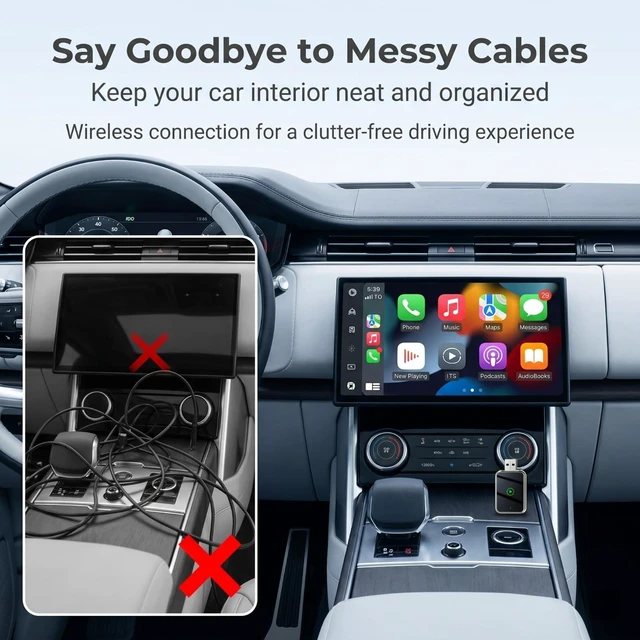 Alt view image 5 of 5 - Pniwuno Wireless Carplay Adapter for iPhone, Tiny Bluetooth Dongle Convert Wired to Wireless for Apple Car Play Plug & Play, Zero-Lag Auto-Connect GPS Works Universal for Most Cars (Blac