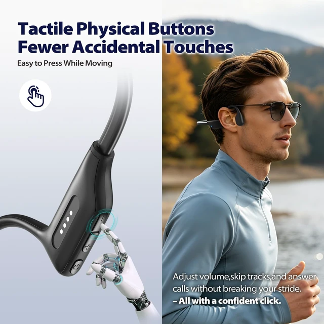 Alt view image 5 of 5 - Bone Conduction Headphones for Swimming Running Open-Ear Earbuds Waterproof