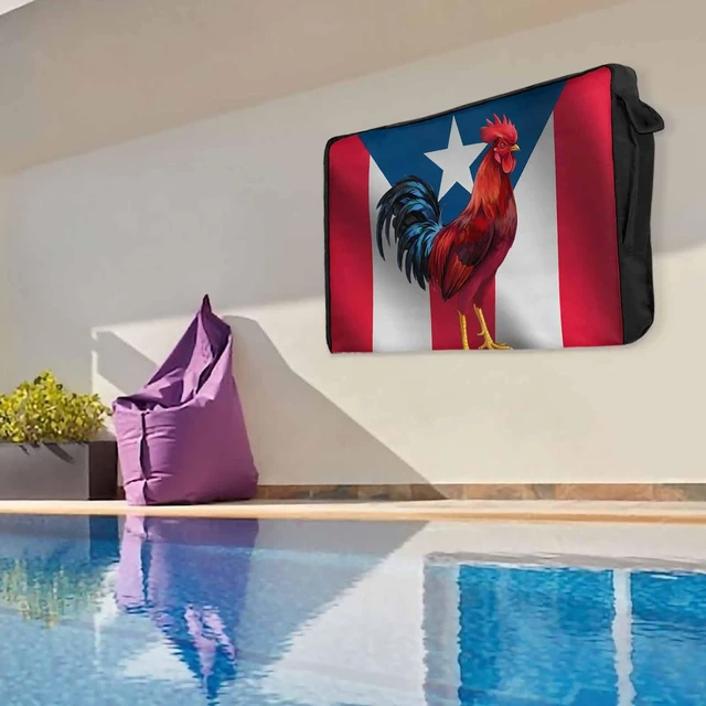 Alt view image 4 of 5 - VANDARRINS Puerto Rico Flag Waterproof Outdoor TV Cover, Chicken Animal Red Strip Pentagram Outside Weatherproof TV Enclosures for 60 to 65 Inch LCD Television Shield Flat Screen Protectors