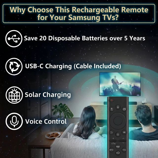 Alt view image 2 of 5 - Universal Replacement Voice Remote Control with Solar for Samsung TV