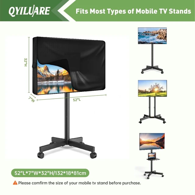Alt view image 2 of 5 - QYILUARE Mobile TV Stand Cover for 52-55 Inch TVs,Waterproof TV Cover for Outdoor/Indoor Rolling TV Stand(52" L32" H7" W)