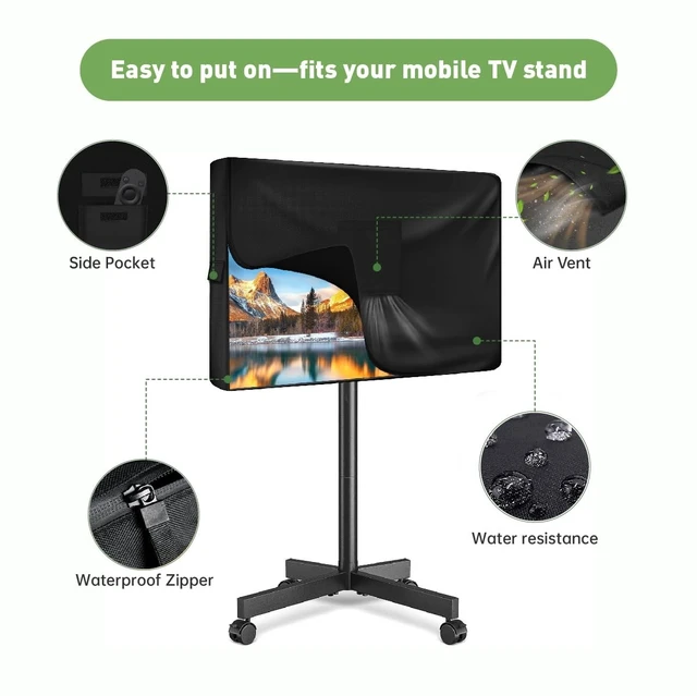Alt view image 4 of 5 - QYILUARE Mobile TV Stand Cover for 52-55 Inch TVs,Waterproof TV Cover for Outdoor/Indoor Rolling TV Stand(52" L32" H7" W)