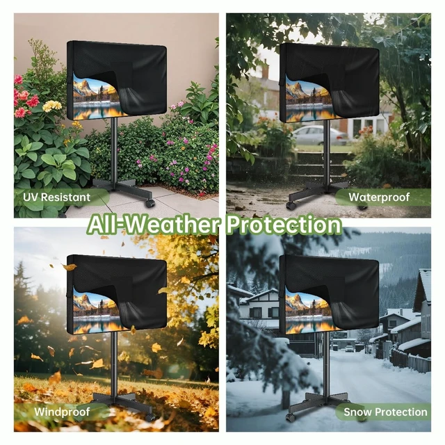 Alt view image 5 of 5 - QYILUARE Mobile TV Stand Cover for 52-55 Inch TVs,Waterproof TV Cover for Outdoor/Indoor Rolling TV Stand(52" L32" H7" W)