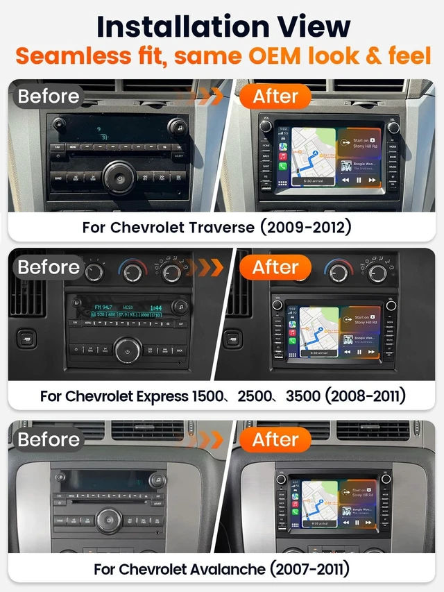 Alt view image 3 of 5 - KORVITH 7" Android 15 Car Stereo for Chevrolet Traverse Express Avalanche