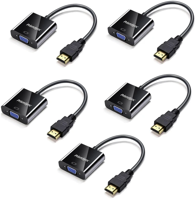 Main image of PrismSync HDMI to VGA Adapter 5-Pack for Laptop to Projector 1080p