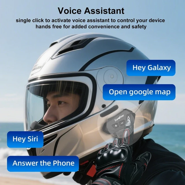 Alt view image 3 of 5 - EuroFone S21 Motorcycle Bluetooth Headset Helmet Speaker & Mic, HiFi Stereo, Noise Cancellation, IP67 Waterproof Bluetooth Helmet Headset for Dirt Bike