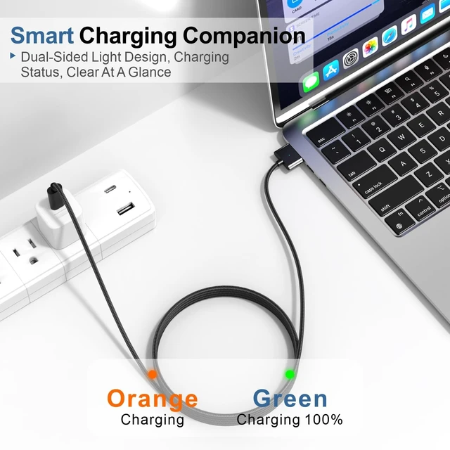 Alt view image 2 of 5 - Zuoziel 140W USB-C to Magnetic 3 Charging Cable 6.6FT
