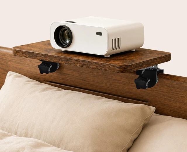 Main image of Projector Stand for Bed, No Drill Wood Clamp Tray with Adjustable Mount