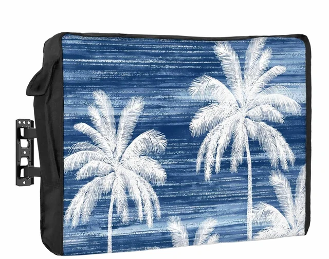 Main image of Zefadutok Summer Palm Trees Outdoor TV Cover Tropical Coastal Rustic Navy Blue Abstract Waterproof Weatherproof TV Screen Protector with Remote Control Pocket for 60 to 65 Inch Television Outside