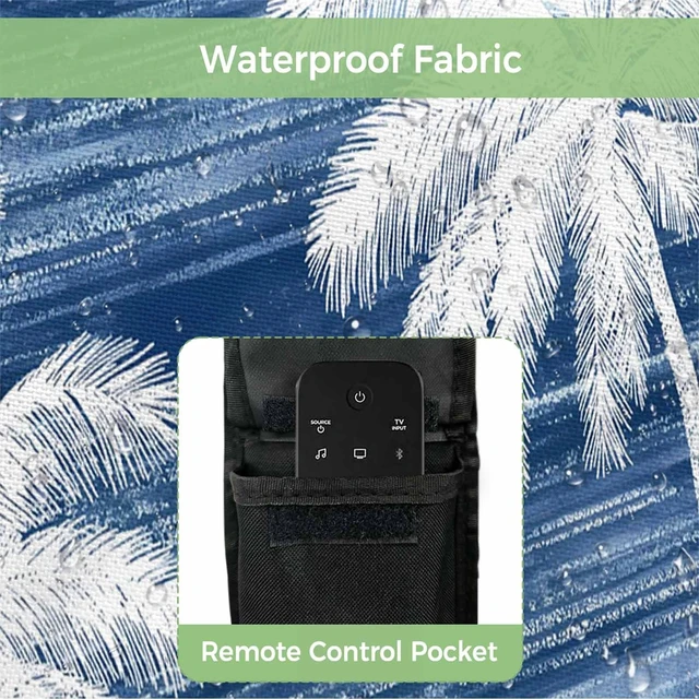 Alt view image 5 of 5 - Zefadutok Summer Palm Trees Outdoor TV Cover Tropical Coastal Rustic Navy Blue Abstract Waterproof Weatherproof TV Screen Protector with Remote Control Pocket for 60 to 65 Inch Television Outside