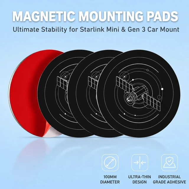 Alt view image 2 of 5 - 4Pcs Magnetic Mount Plates for Starlink Mini/Gen 3
