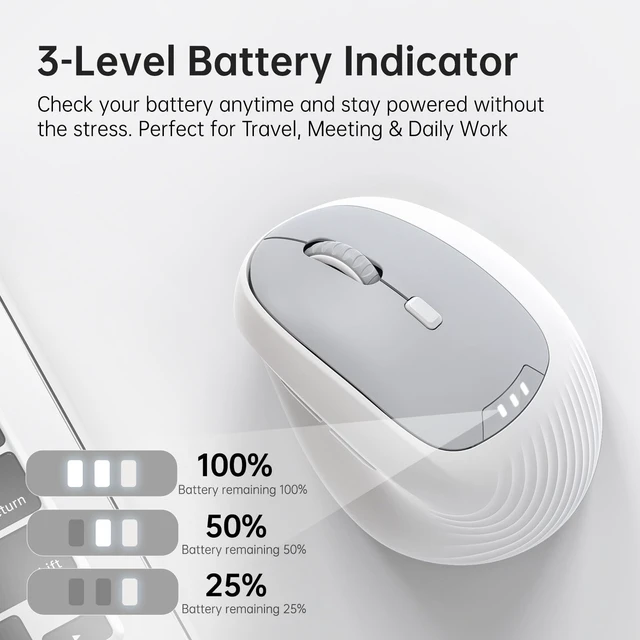 Alt view image 2 of 5 - PYP Ergonomic Vertical Wireless Mouse, Bluetooth 5.2/5.0 & 2.4G Tri-Mode, Type-C Rechargeable with Power Display, 6-Level Adjustable 8,000 DPI, Lightweight Quiet Click for Laptop Mac - White