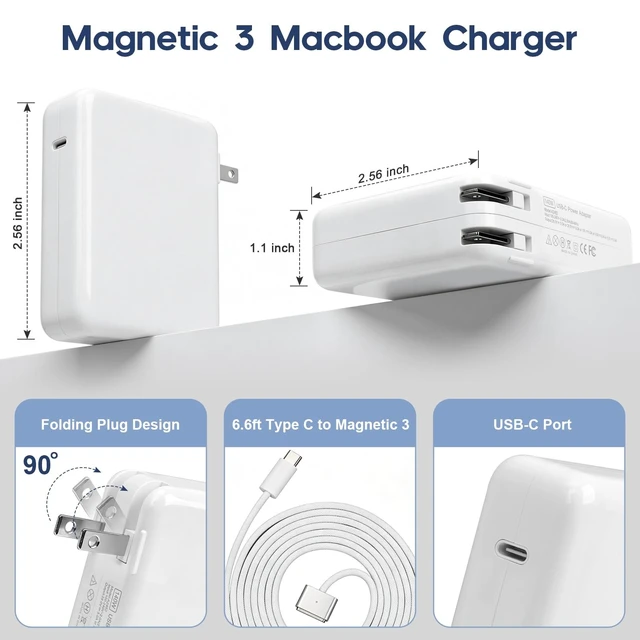Alt view image 2 of 5 - 140W USB C Fast Charger for MacBook Pro 16 14 inch Mac Air 15 13 inch 2026 2025 2024