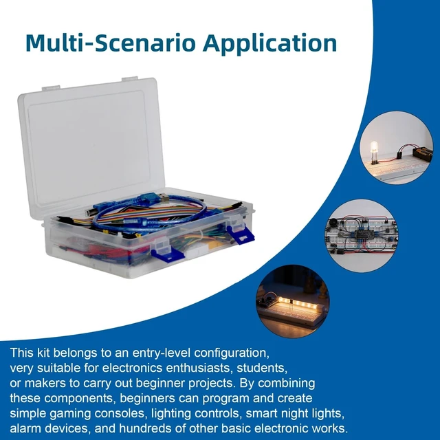 Alt view image 5 of 5 - Yetaida Electronics Component Fun Kit with 830 & 400 tie-Points Breadboard