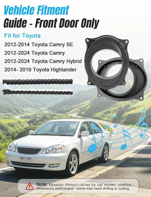 Alt view image 3 of 5 - Zenoruslky 6x9 to 6.5 Solid Speaker Ring Adapter with Foam Strip for Toyota