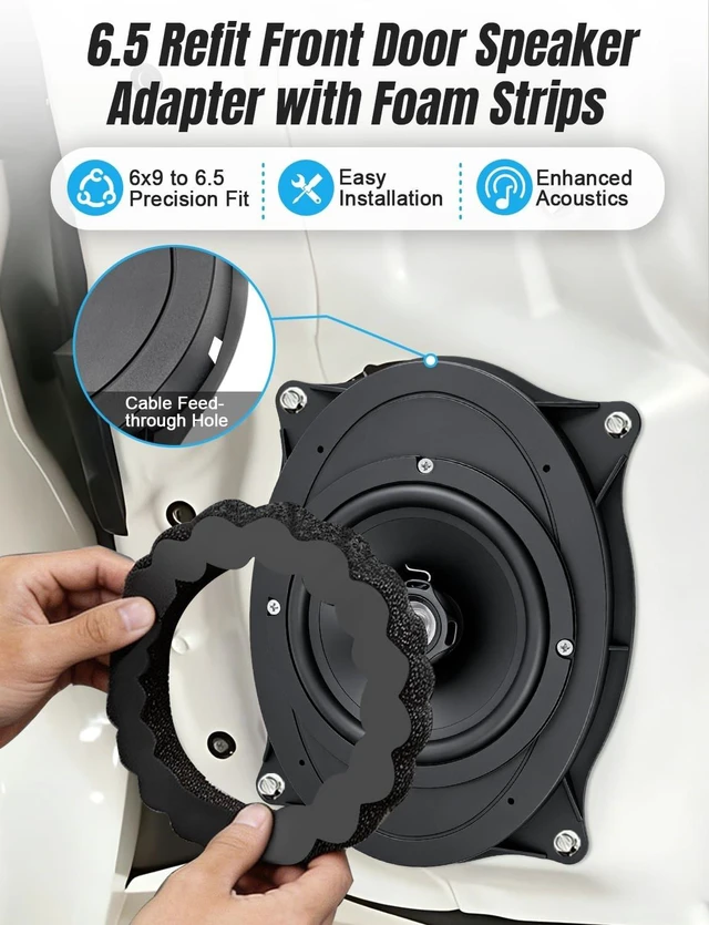 Alt view image 4 of 5 - Zenoruslky 6x9 to 6.5 Solid Speaker Ring Adapter with Foam Strip for Toyota