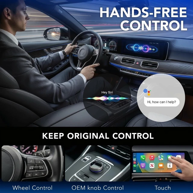 Alt view image 5 of 5 - 2026 Wireless CarPlay Adapter & Android Auto Wireless Adapter 2-in-1, Compatible with iPhone & Android, Plug & Play Car Play Dongle for Aftermarket Cars with Wired CarPlay, Support iOS &